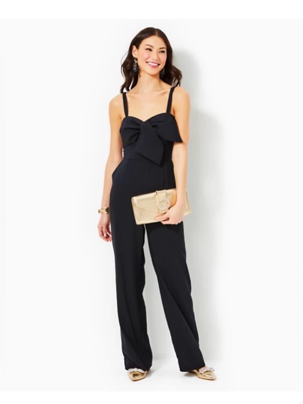 Lilly Pulitzer Black Bow-Front Jumpsuit size 8